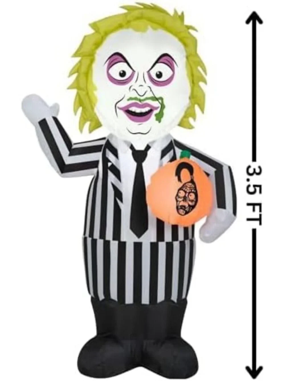 3.5 Ft Tall Lighted Beetlejuice Halloween Inflatable Yard Decoration with Stakes